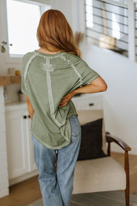 New Edition Mineral Wash T Shirt in Olive