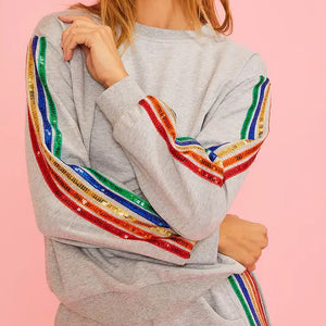 Give me the rainbow Sequin sleeve pullover