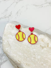 PREORDER: Heart Post Sports Enamel Dangle Earrings in Assorted Styles