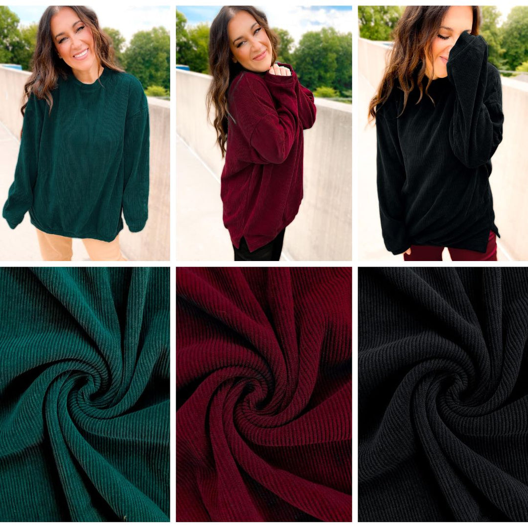 PREORDER: Charlie Luxe Corded Crew in Three Colors