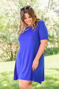 Here To Stay T-Shirt Dress In Blue