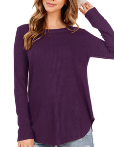 Fall color waffle knit long sleeve top