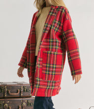 Red hot multi plaid open jacket
