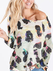 Colorful Leopard print woven top