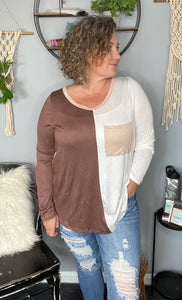 Mocha & Taupe Color blocked Top