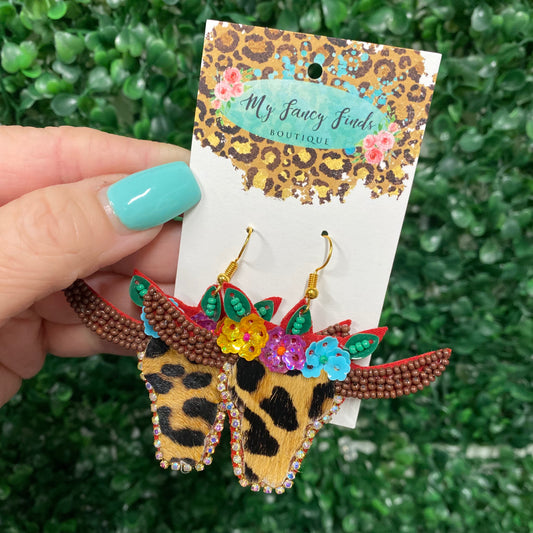Longhorn Beaded Earrings