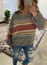 Gray Striped Knit Sweater