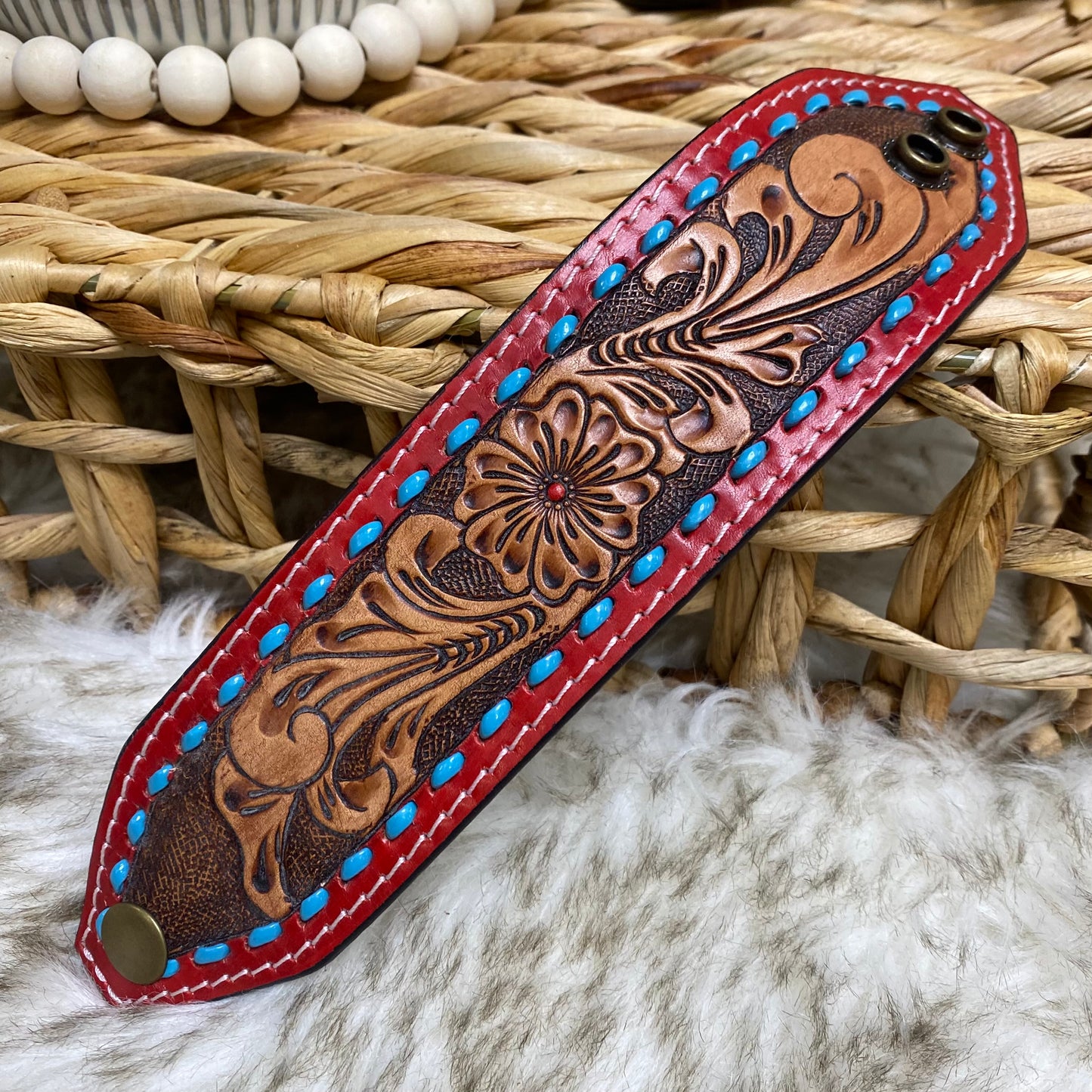 American Darling Tooled Leather Snap Bracelets
