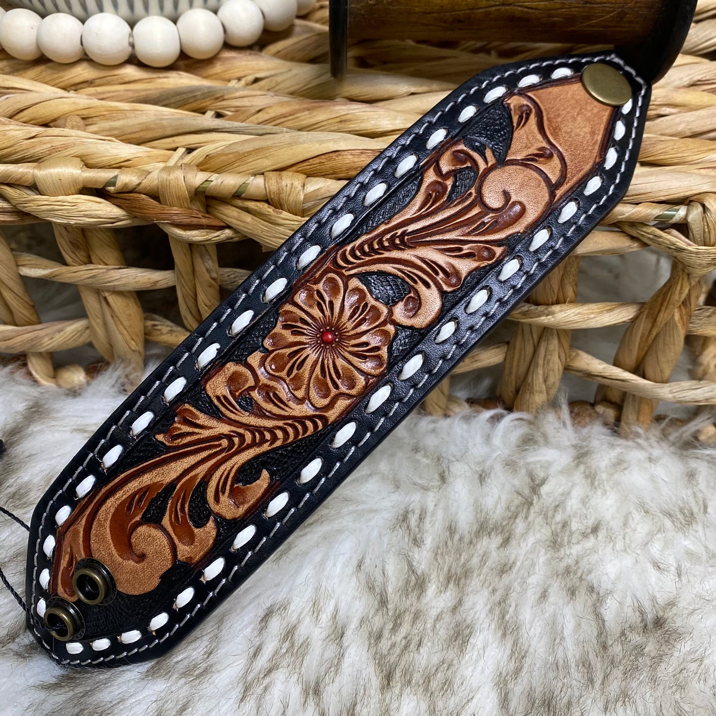 American Darling Tooled Leather Snap Bracelets