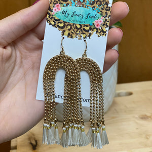 Bead arch and tassel earrings