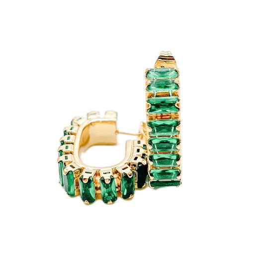 Green Cheyanne Crystal Hoop earrings - Gold plated Lauren Kenzie
