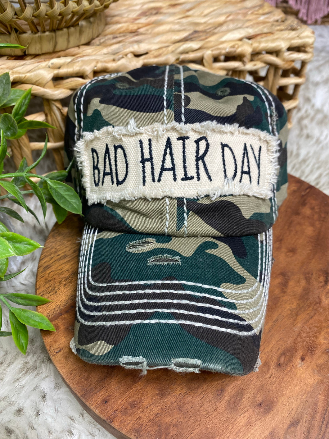 Camo Bad Hair Day baseball cap