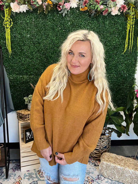Cinnamon mock neck sweater