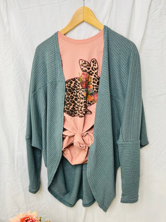 Dusty Lagoon lightweight waffle knit cardigan
