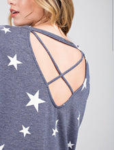 Star Printed Open V Back Shirt