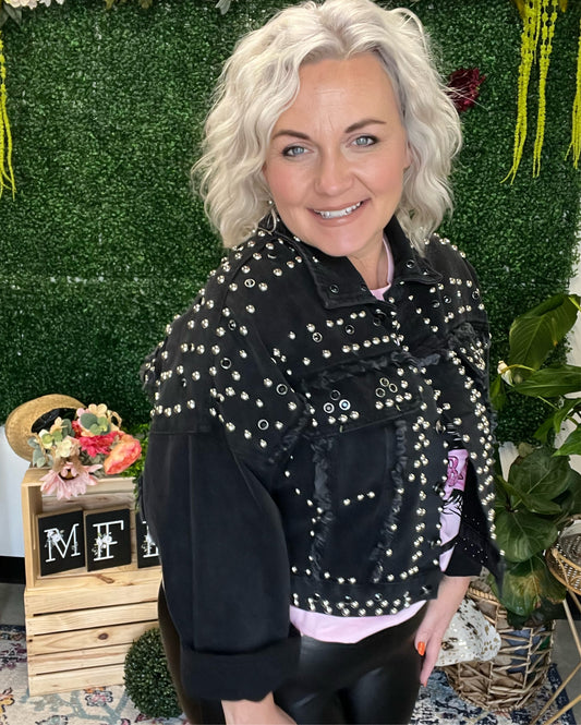 Lets Go Girl Studded denim jacket