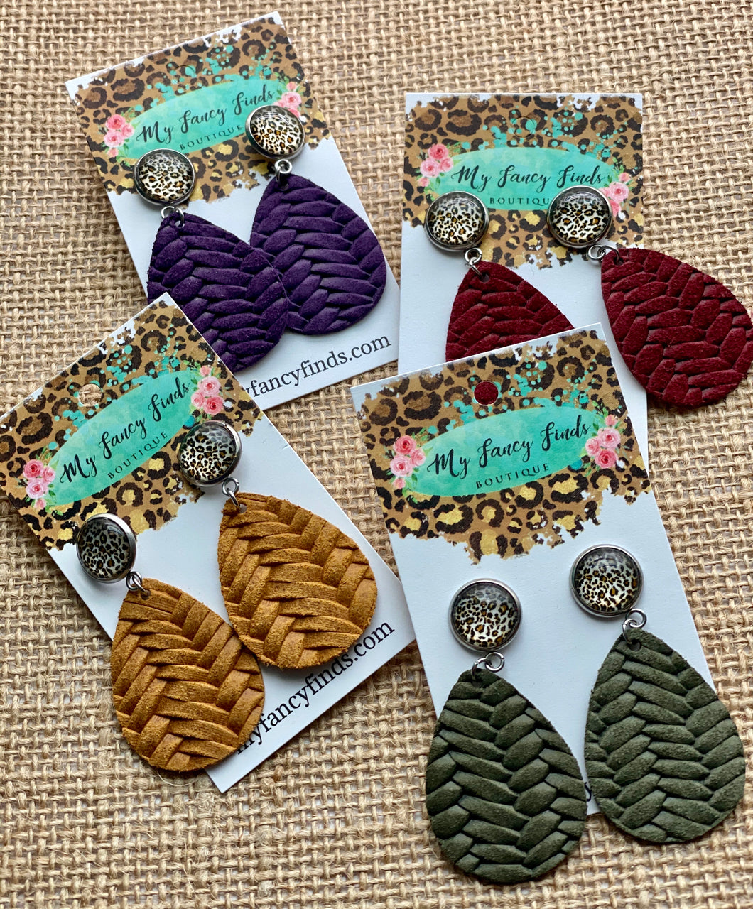 Leopard and Leather earrings