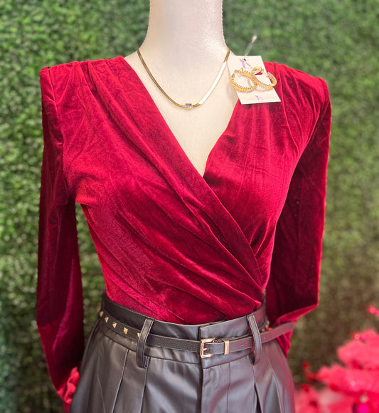 Rich Burgundy Velvet body suit