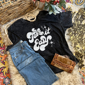 Take it Easy  mineral wash graphic tee
