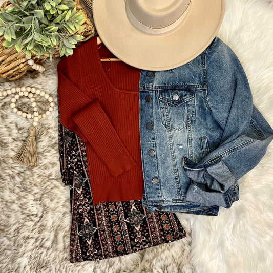 Black Fall boho printed stretch flares