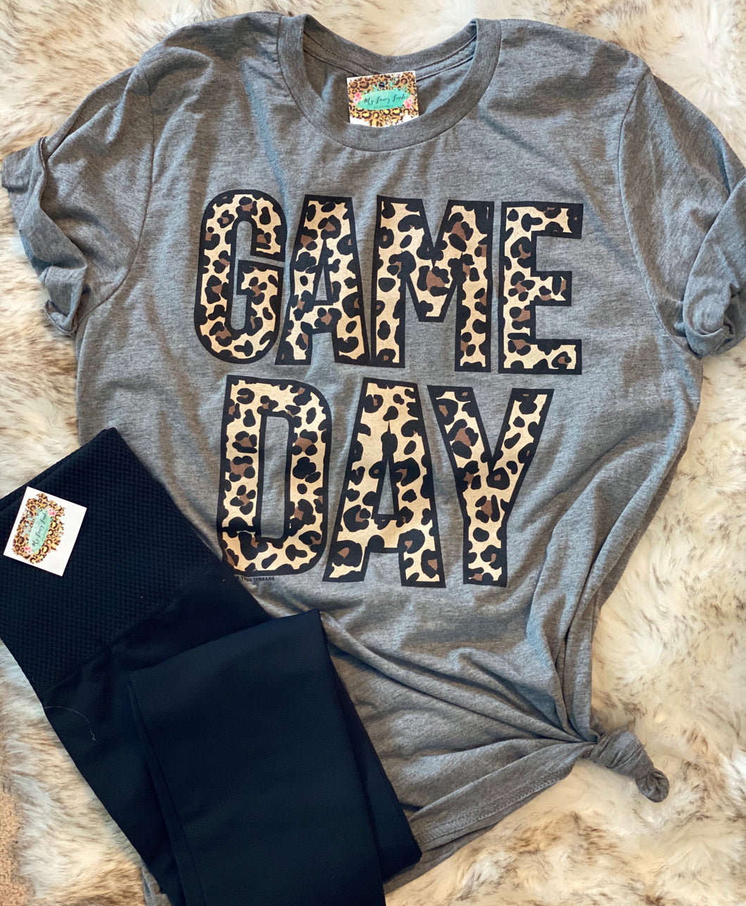 Game Day T-shirt with Leopard Lettering