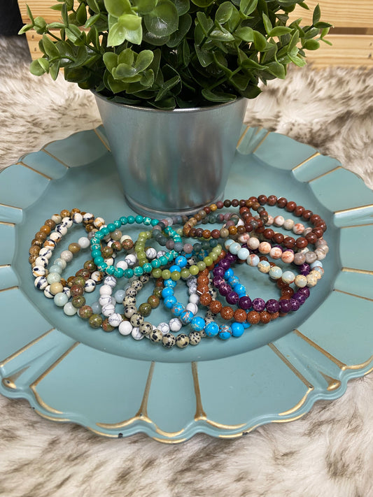 Polished stone stack bracelets
