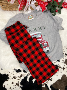 Winter mornings black red check casual pants