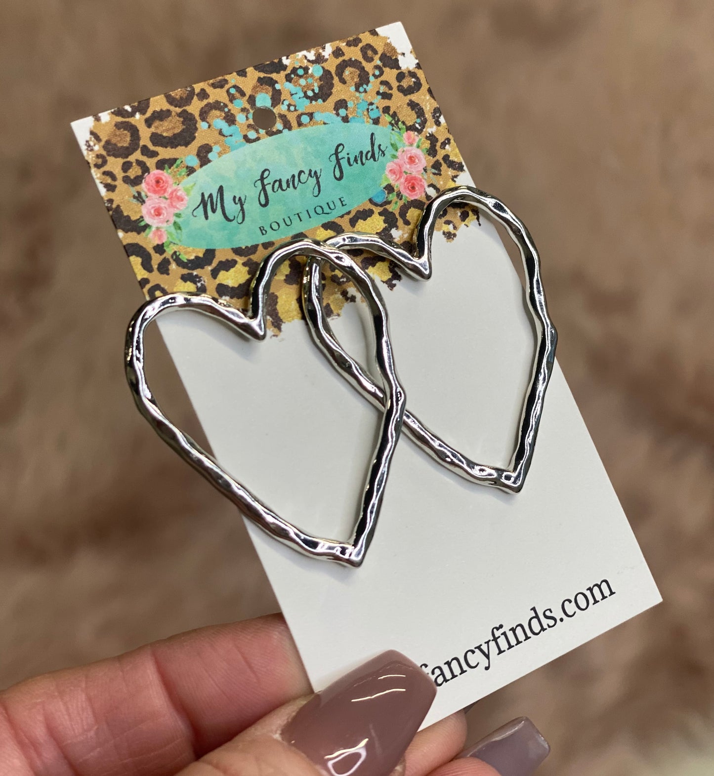 Hammered silver heart earrings