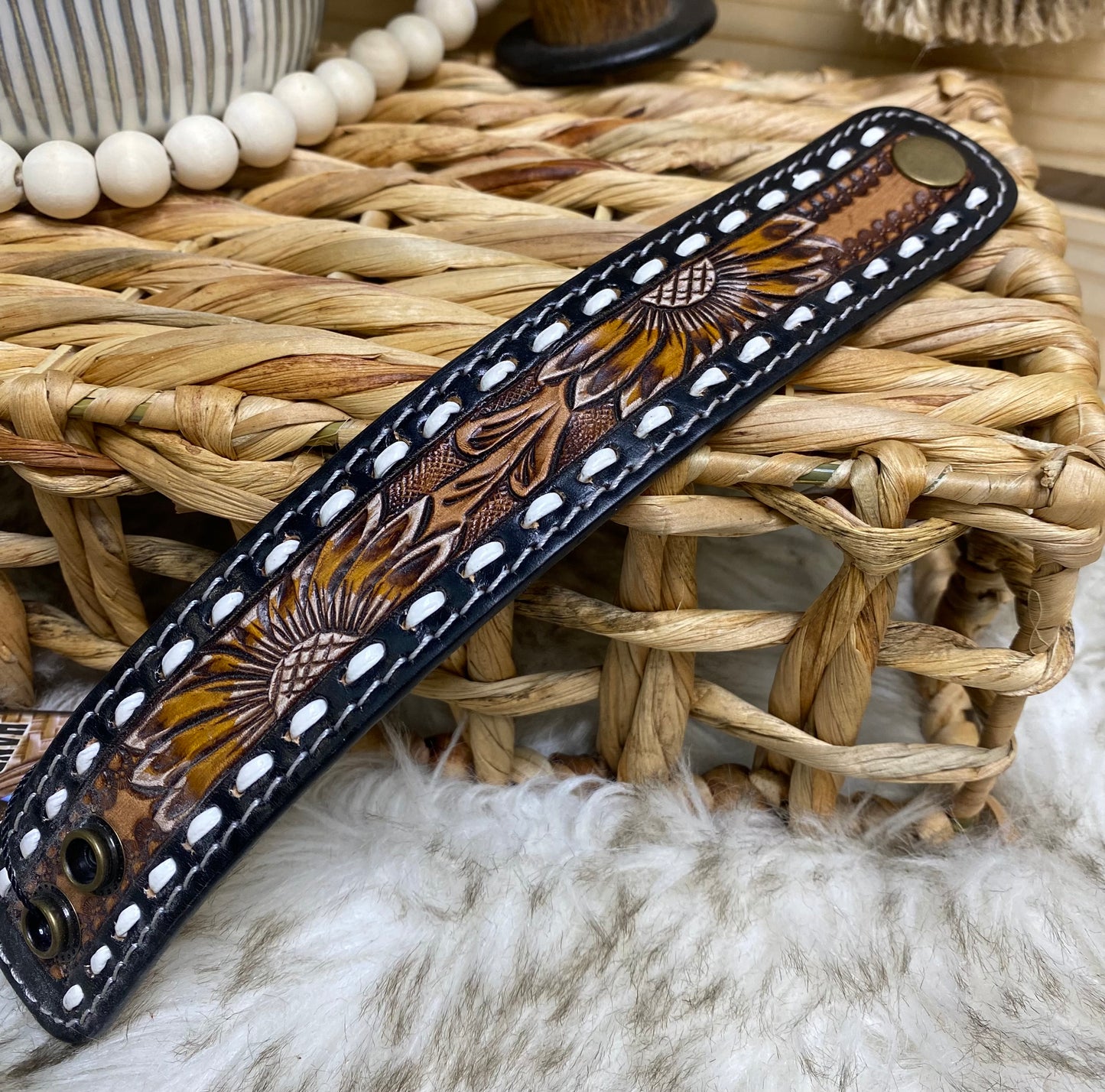 American Darling Tooled Leather Snap Bracelets