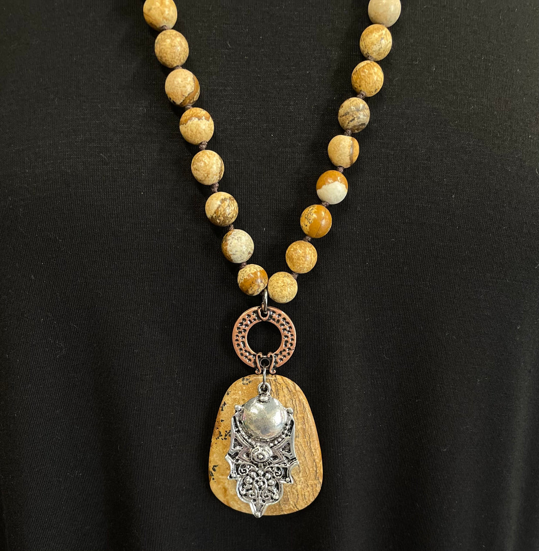 Atlanta Lost & Found Brown Jasper stone necklace