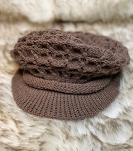 Knit boho hat with brim