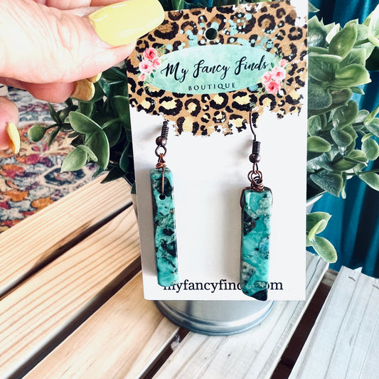 Natural Turquoise Chunk earring