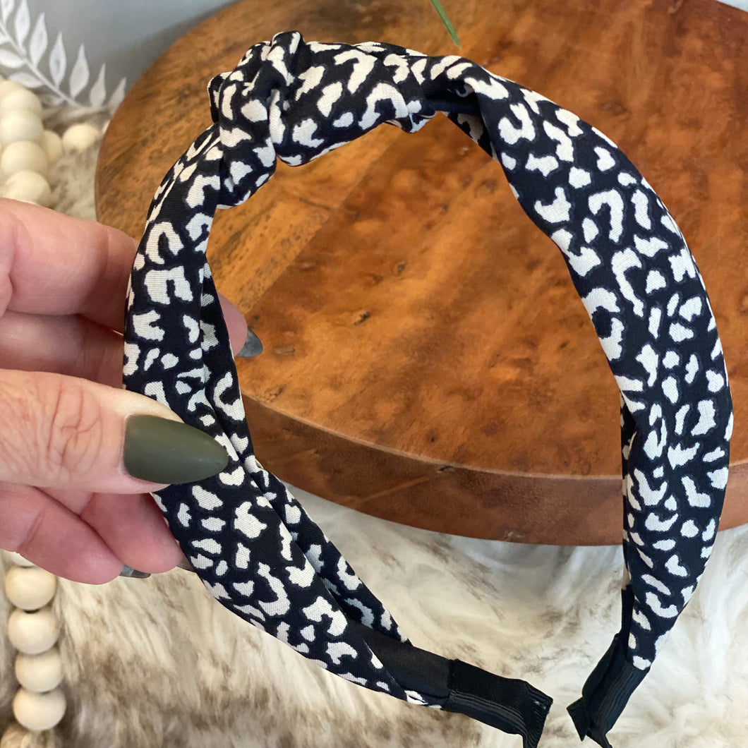 Leopard top knot headband