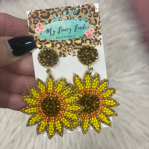 Beaded Sunflower earring