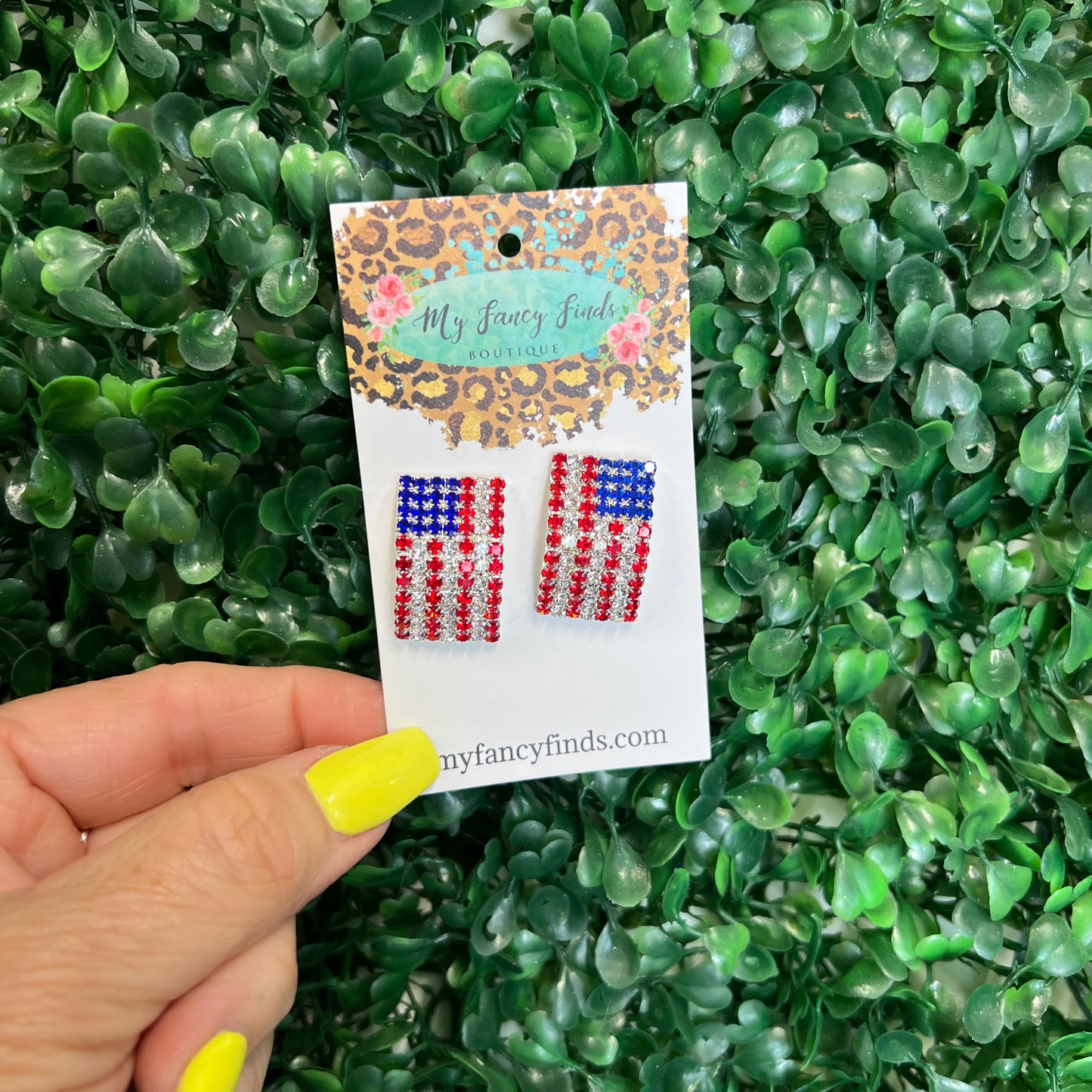 Patriotic American Flag sparkle Earrings