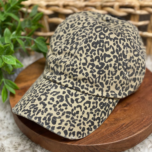 Leopard distressed baseball cap