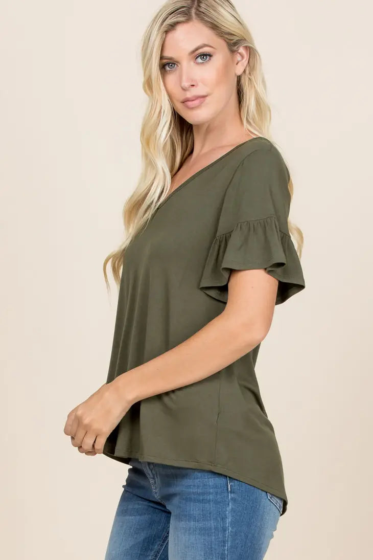 Olive Bow tie back casual top