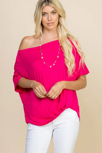 Hot pink twist front casual top
