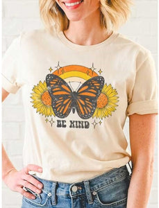 Be Kind Butterfly Retro graphic tee